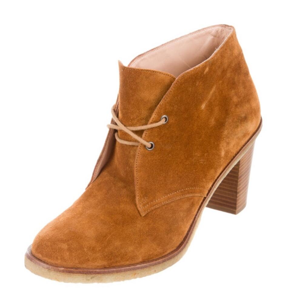 Robert Clergerie Barneys New York Seude Tan Booties 3" Heel Cottagecore Sz 9.5